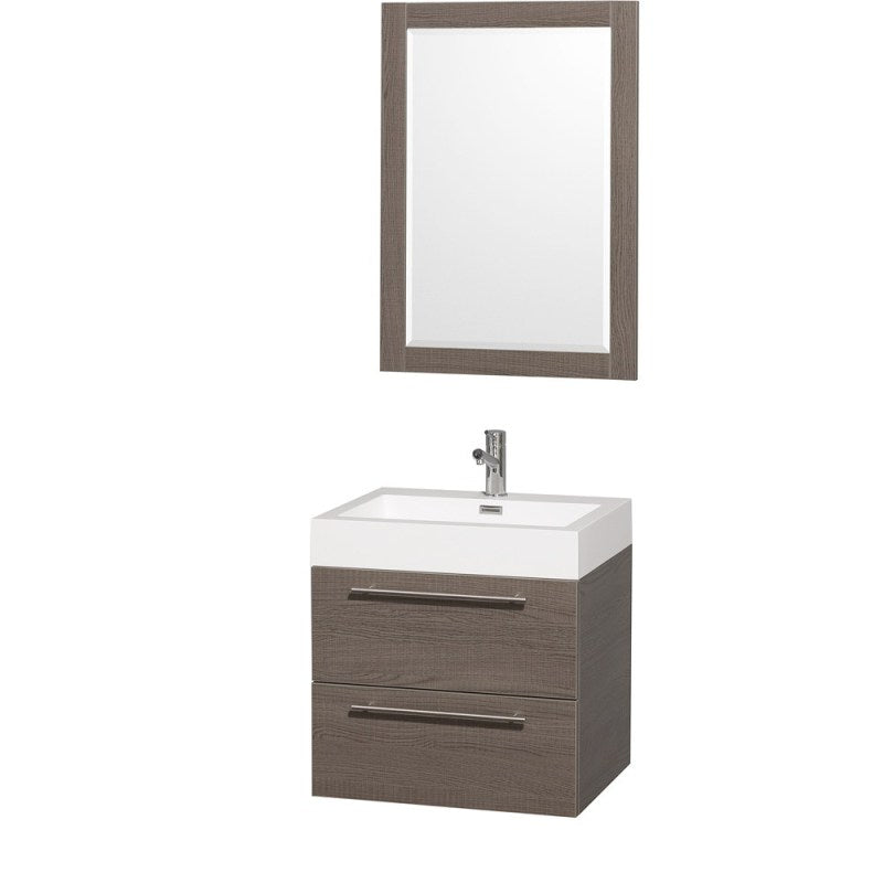 Wyndham Collection Amare 24" Wall-Mounted Bathroom Vanity Set With Integrated Sink - Gray Oak WC-R4100-24-VAN-GRO-