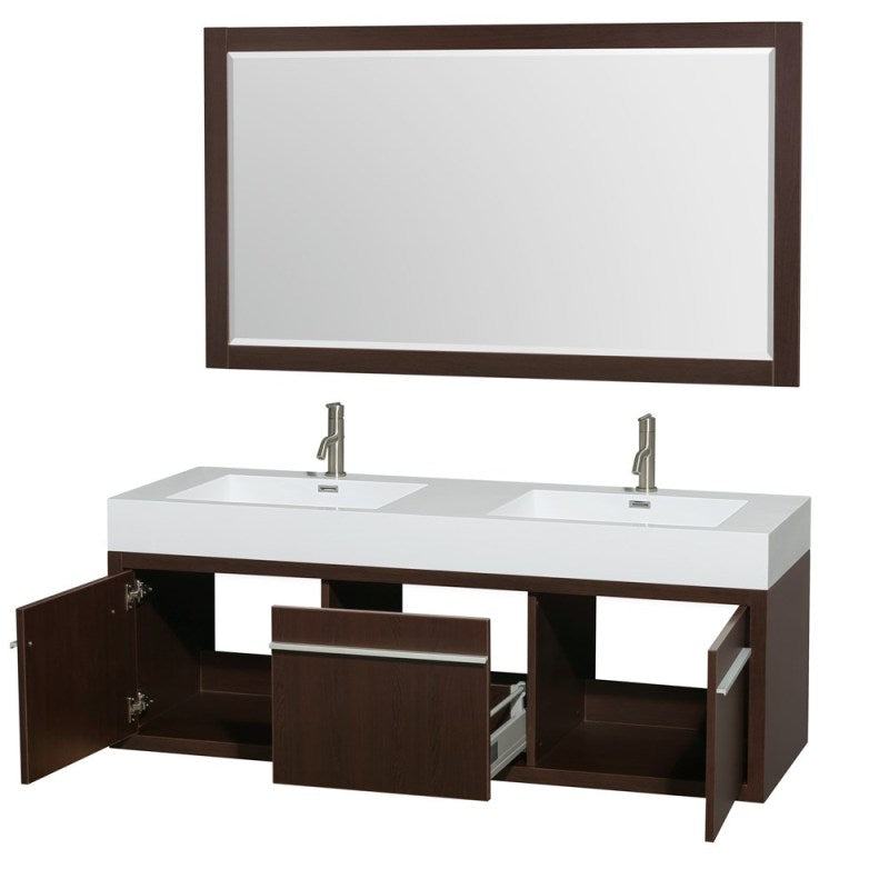 Wyndham Collection Axa 60" Wall-Mounted Double Bathroom Vanity Set With Integrated Sinks - Espresso WC-R4300-60-VAN-ESP 3