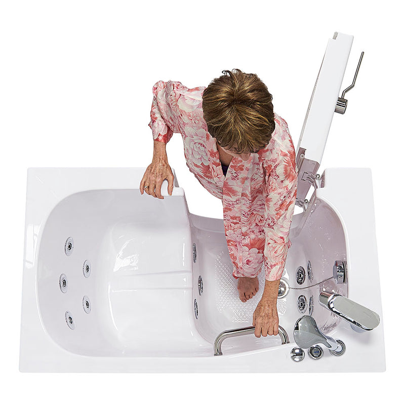 Ella Mobile 26"x45 Acrylic Hydro Massage Walk-In Bathtub with Left Outward Swing Door, Heated Seat, 2 Piece Fast Fill Faucet, 2"  Drain 5