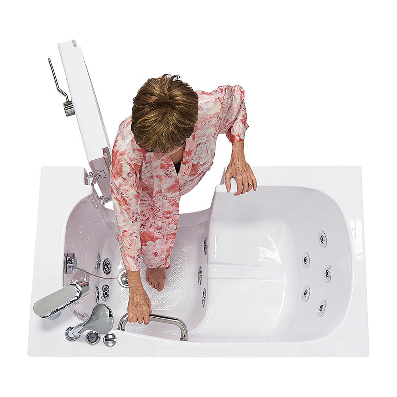 Ella Mobile 26"x45 Acrylic Hydro Massage Walk-In Bathtub with Right Outward Swing Door, Heated Seat, 2 Piece Fast Fill Faucet, 2"  Drain 5