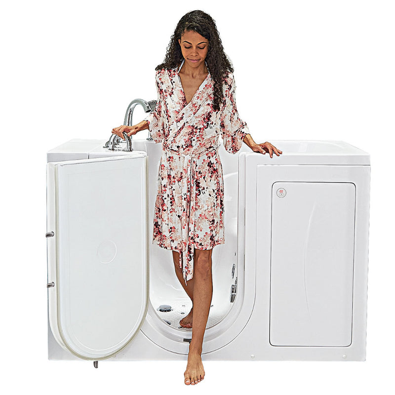 Ella Monaco 32"x52" Acrylic Air and Hydro Massage and Heated Seat Walk-In Bathtub with Left Outward Swing Door, 5 Piece Fast Fill Faucet, 2" Dual Drain 5