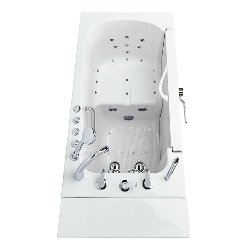 Ella Wheelchair Transfer 30"x52" Acrylic Air and Hydro Massage Walk-In Bathtub with Left Outward Swing Door, 5 Piece Fast Fill Faucet, 2" Dual Drain 5