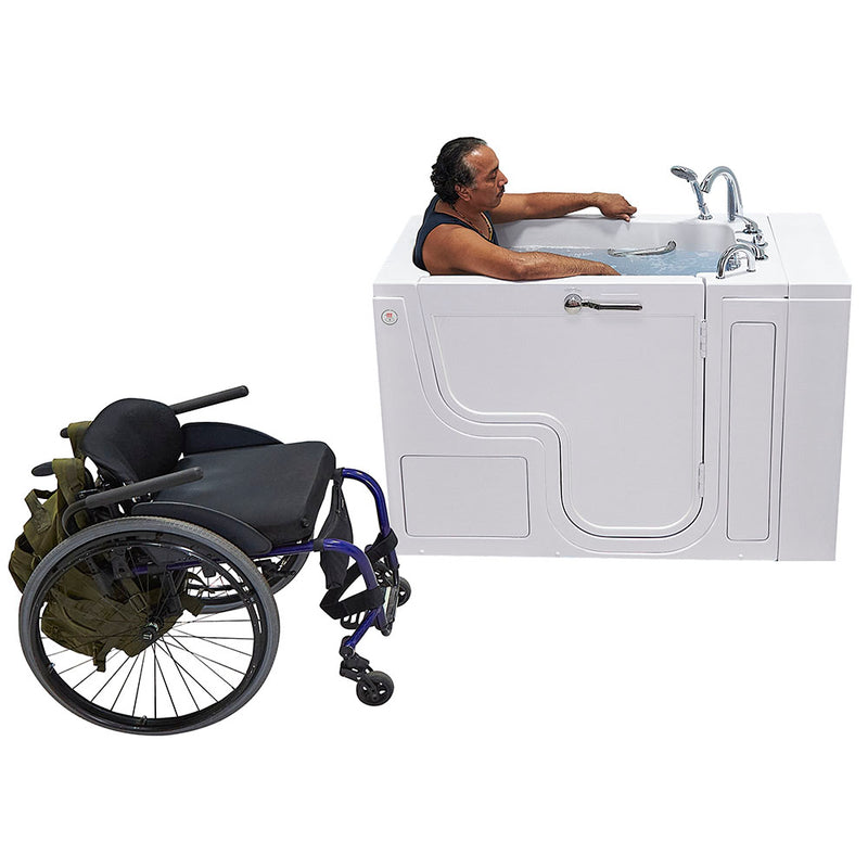 Ella Wheelchair Transfer 32"x52" Acrylic Soaking Walk-In-Bathtub, Right Outward Swing Door, Heated Seat,  5 Piece Fast Fill Faucet, 2" Dual Drain 5