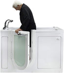 Ella's Bubbles OA2660D-L-HB Lounger 27"x 59" Air and Hydro Massage Acrylic Walk-in Bathtub, Left Inward Swing Door, Ella 5pc. Fast-Fill Faucet, Dual 2" Drains, 27" x 60" x 43", White 5