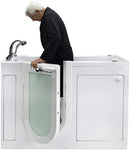 Ella's Bubbles OA2660DH-R-HB Lounger Air and Hydro Massage Acrylic Walk-In Bathtub with Heated Seat, Right Outward Swing Door, Ella 5pc. Fast-Fill Faucet, Dual 2" Drains, 27"x 60", White 5