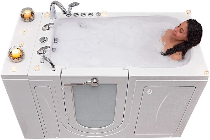 Ella's Bubbles OA3052DH-HB-L-D Capri Air and Hydro Massage Acrylic Walk-In Bathtubs, Outward Swing Door, Ella 5pc. Fast-Fill Faucet, Digital Control, Heated Seat, Left 2" Drain, 30"x 52", White 3