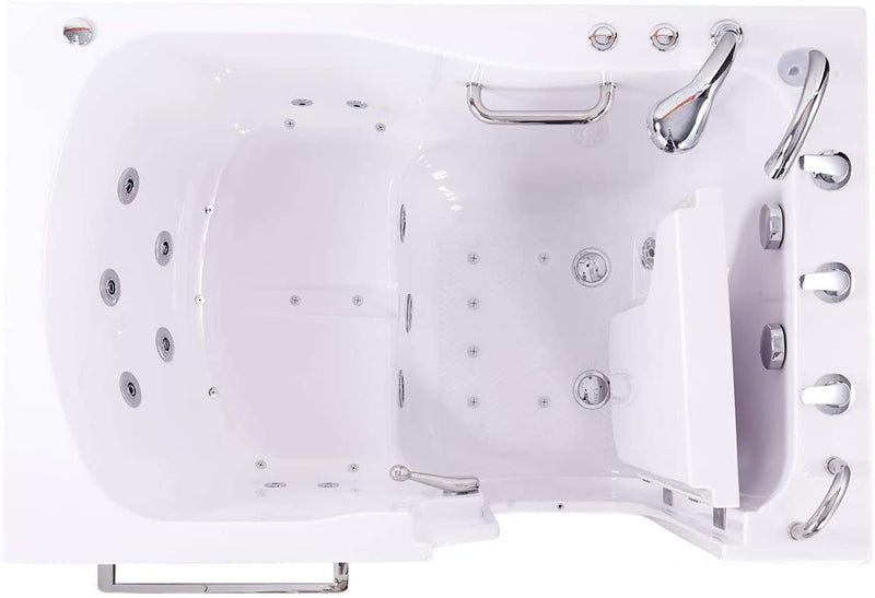 Ellas Bubbles S-Class 36"x55" Acrylic Walk In Tub Air + Hydro Massage, Fast Fill 3/4" Faucet, 2" Drain Right,White,AS3655DR5P 8