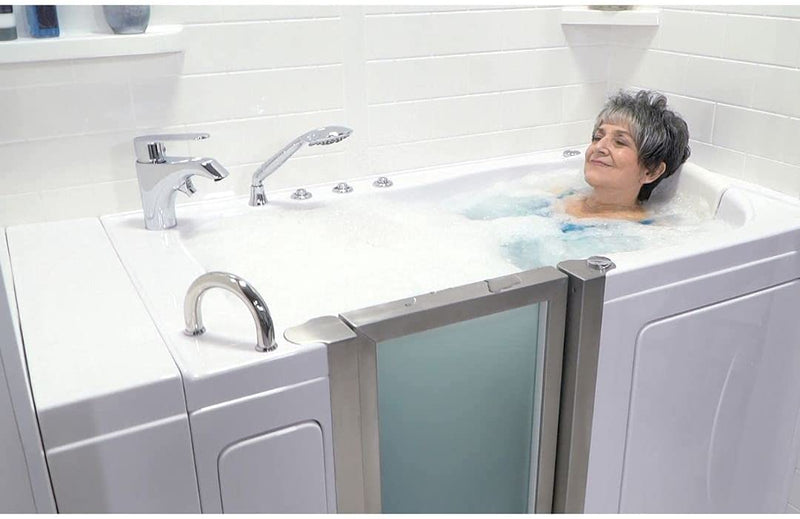 Elite Acrylic Hydro Massage+Microbubble Walk-In Tub, Inward Swing Door, 2 Piece Fast Fill Faucet, Left 2" Dual Drain 2