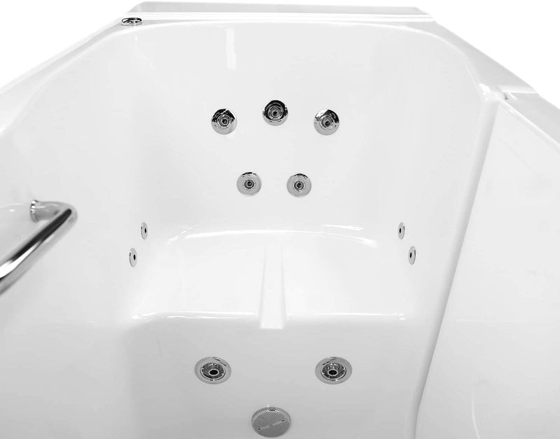 Ella's OA3252H-HB-L Monaco Acrylic Hydro Massage Walk-in Bathtub with Left Outward Swing Door, Fast Fill Faucet Set, 2" Dual Drains, 32" x 52" x 43", White 3