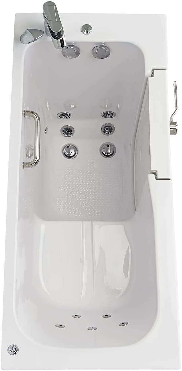 Ella's Bubbles OA2660H-R Lounger Hydro Massage Walk-In Bathtub with Right Outward Swing Door, Thermostatic Faucet, Dual 2" Drains, 27" x 60" x 43", White 4