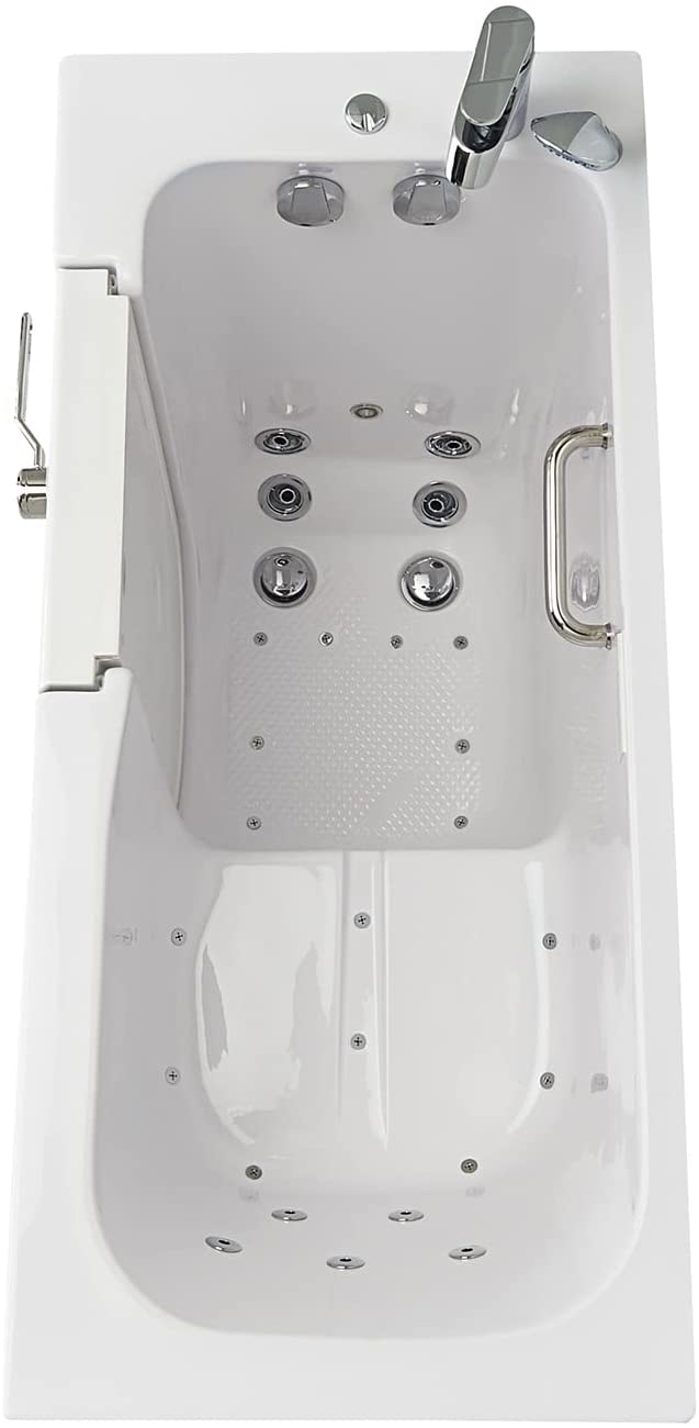 Ella's Bubbles OA2660DH-L Lounger Air and Hydro Massage Acrylic Walk-in Bathtub with Heated Seat, Left Outward Swing Door, Thermostatic Faucet, Dual 2" Drains, 27" x 60" x 43", White 3