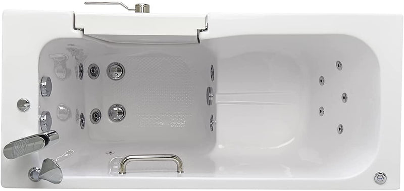 Ella's Bubbles OA2660H-R Lounger Hydro Massage Walk-In Bathtub with Right Outward Swing Door, Thermostatic Faucet, Dual 2" Drains, 27" x 60" x 43", White 3