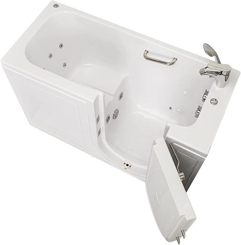 Ella's Bubbles OA2660H-R Lounger Hydro Massage Walk-In Bathtub with Right Outward Swing Door, Thermostatic Faucet, Dual 2" Drains, 27" x 60" x 43", White 6