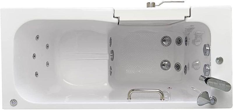 Ella's Bubbles OA2660H-L Lounger Hydro Massage Acrylic Walk-in Bathtub, Left Outward Swing Door, Thermostatic Faucet, Dual 2" Drains, 5', White 3