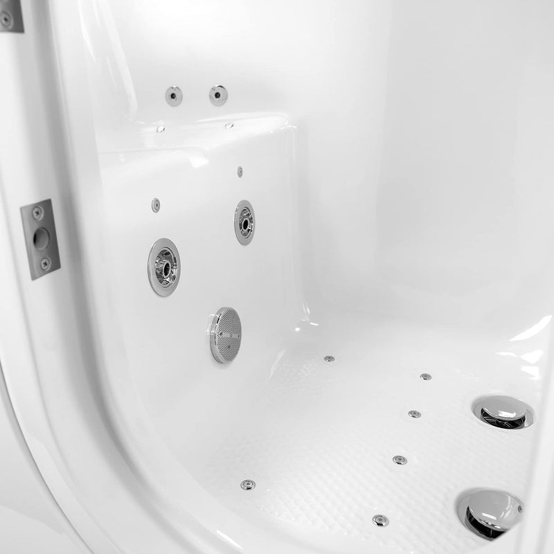 Capri Acrylic Hydro+Air Massage Walk-In Tub, Outward Swing Door, Fast Fill Faucet, Right 2" Dual Drain 5