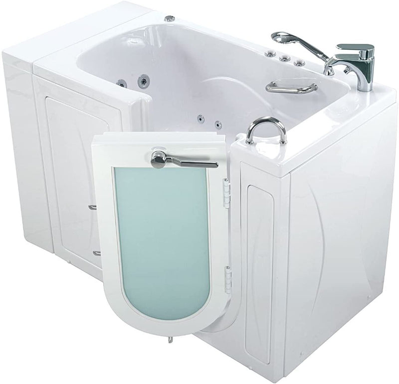 Capri Acrylic Hydro+Microbubble Massage Walk-In Tub, Outward Swing Door, Fast Fill Faucet, Right 2" Dual Drain