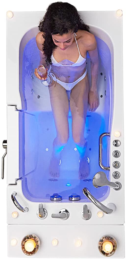 Ella's Bubbles OA3052D-R-D Capri Air and Hydro Massage Acrylic Walk-In Bathtub with Right Outward Swing Door, Digital Control, Thermostatic Faucet, Dual 2" Drains, 30"x52", White