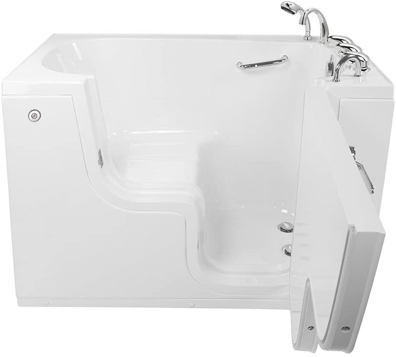 Ella's Bubbles OLA3060-R-hHB Transfer 60 Soaking and Heated Seat Walk-In Bathtub with Right Outward Swing Door, Ella 5pc. Fast-Fill Faucet, Dual 2" Drains, White 2
