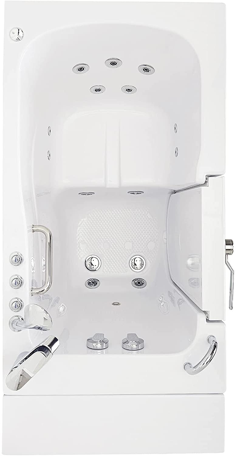 Capri Acrylic Hydro+Microbubble Massage Walk-In Tub, Outward Swing Door, Fast Fill Faucet, Left 2" Dual Drain 3