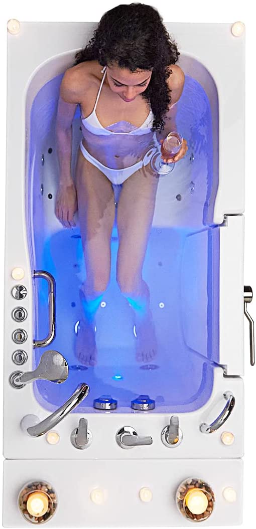 Ella's Bubbles OA3052DH-HB-L-D Capri Air and Hydro Massage Acrylic Walk-In Bathtubs, Outward Swing Door, Ella 5pc. Fast-Fill Faucet, Digital Control, Heated Seat, Left 2" Drain, 30"x 52", White 4