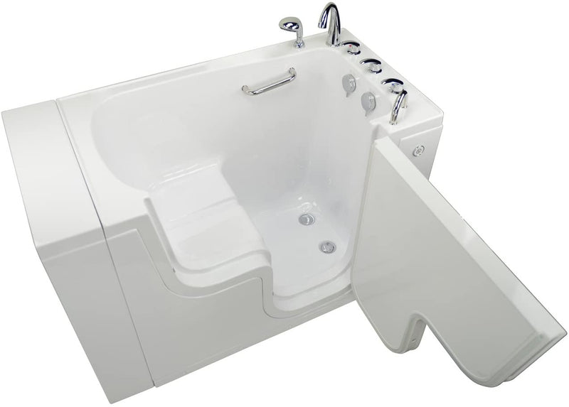 Ella's Bubbles OLA3252-R-hHB Transfer32 Soaking and Heated Seat Walk-In Bathtub with Right Outward Swing Door, Ella 5pc. Fast-Fill Faucet, Dual 2" Drains, White