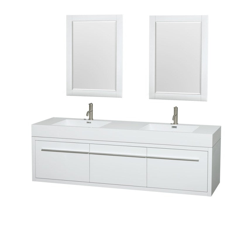 Wyndham Collection Axa 72" Wall-Mounted Bathroom Vanity Set With Integrated Sinks - Glossy White WC-R4300-72-VAN-WHT 2