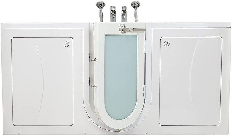 Ella's Bubbles O2SA3680TMFH Big4Two Triple Massage and MicroBubble Outward Swing Door Walk-in Bathtub with Heated, Ella 5pc. Fast-Fill Faucet Set, Two Seats, Center Dual 2" drains, 36"x 80", White 9