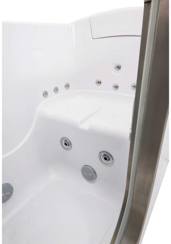 Royal Acrylic Hydro Massage+Heated Seat Walk-In Tub, Inward Swing Door, 2 Piece Fast Fill Faucet, Left 2" Dual Drain 5