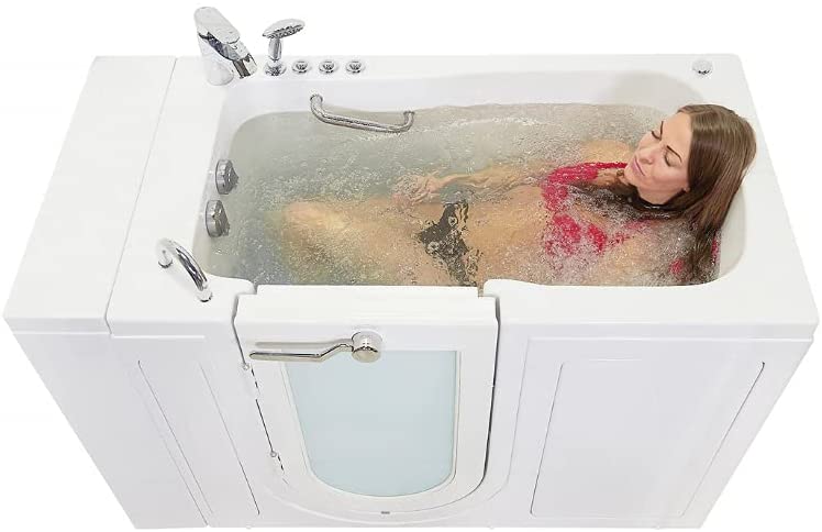 Capri Acrylic Hydro+Microbubble Massage Walk-In Tub, Outward Swing Door, Fast Fill Faucet, Left 2" Dual Drain 2