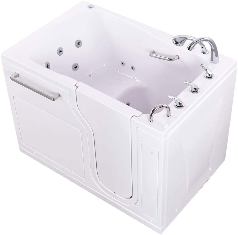 Ellas Bubbles S-Class 36"x55" Acrylic Walk In Tub Air + Hydro Massage, Fast Fill 3/4" Faucet, 2" Drain Right,White,AS3655DR5P