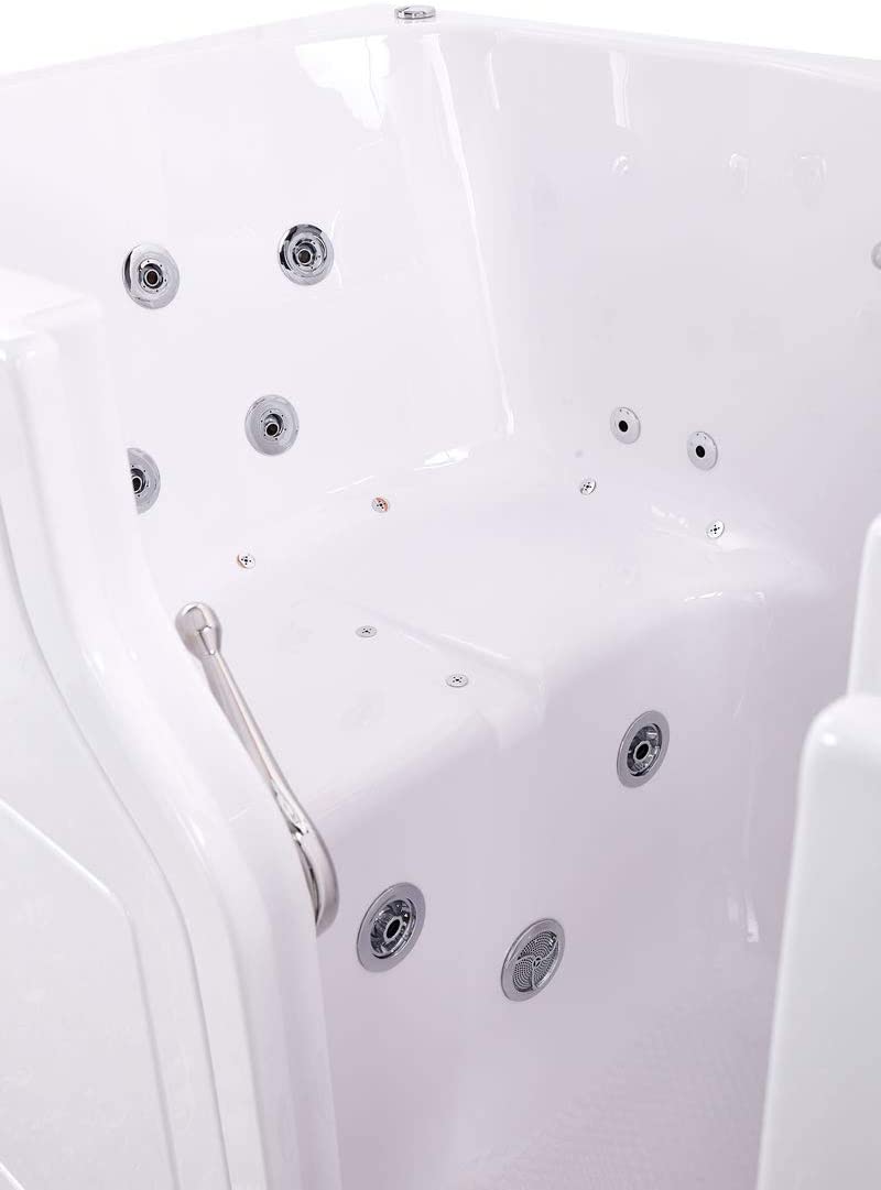 Ellas Bubbles S-Class 36"x55" Acrylic Walk In Tub Air + Hydro Massage, Fast Fill 3/4" Faucet, 2" Drain Right,White,AS3655DR5P 3