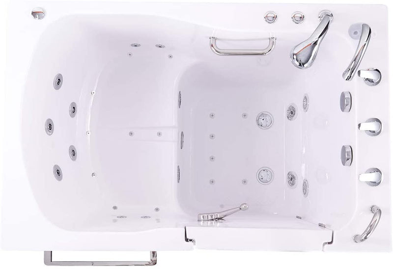 Ellas Bubbles S-Class 36"x55" Acrylic Walk In Tub Air + Hydro Massage, Fast Fill 3/4" Faucet, 2" Drain Right,White,AS3655DR5P 7