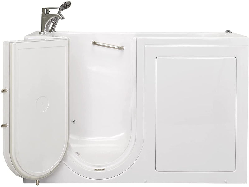 Ella's Bubbles OA2660H-L Lounger Hydro Massage Acrylic Walk-in Bathtub, Left Outward Swing Door, Thermostatic Faucet, Dual 2" Drains, 5', White 8