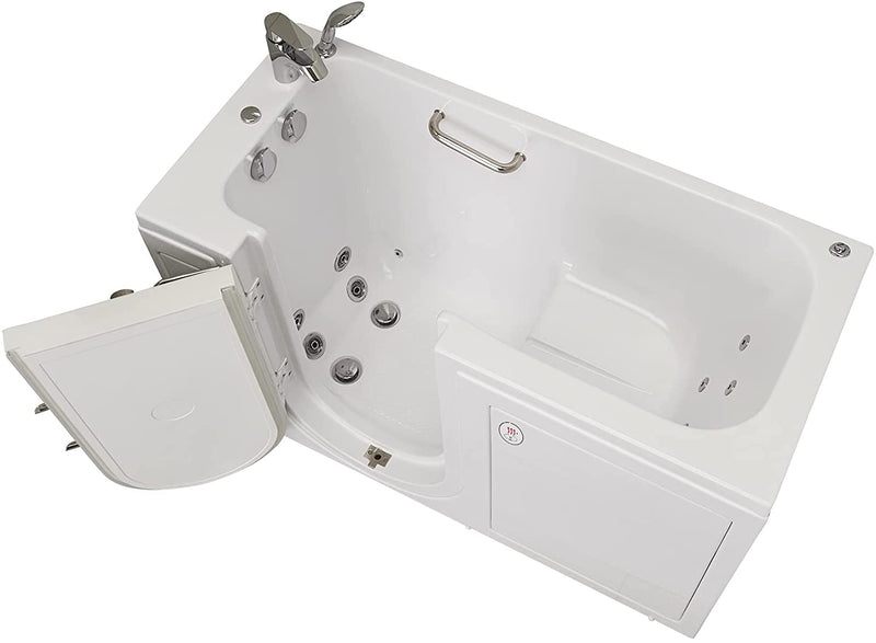 Ella's Bubbles OA2660HH-L Lounger Hydro Massage Acrylic Walk-In Bathtub with Heated Seat, Left Outward Swing Door, Thermostatic Faucet, Dual 2" Drains, 27" x 60" x 43", White 5