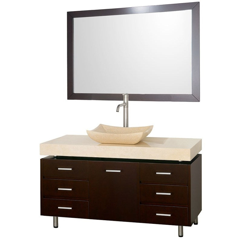 Wyndham Collection Malibu 48" Bathroom Vanity Set - Espresso Finish with Ivory Marble Counter and Handles WC-CG3000H-48-ESP-IVO