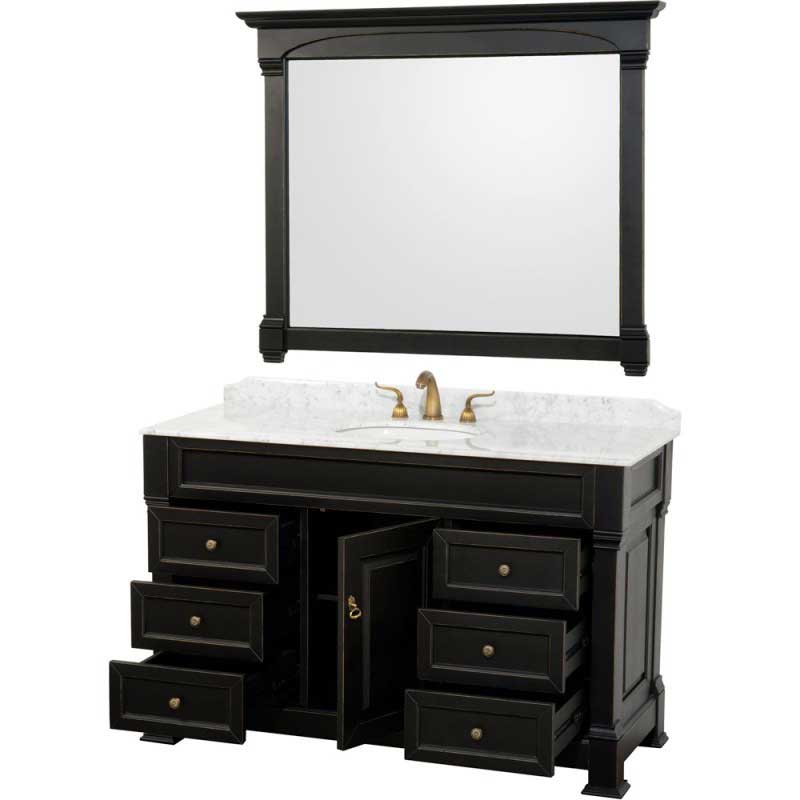 Wyndham Collection Andover 55" Traditional Bathroom Vanity Set - Black WC-TS55-BLK 4