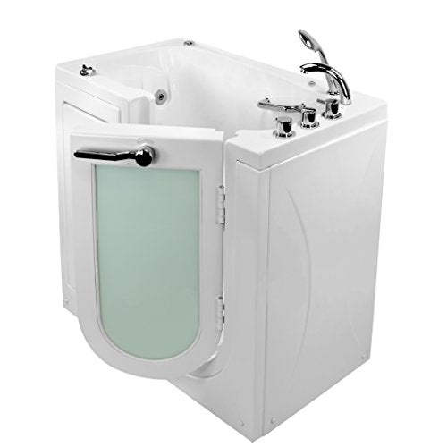 Ella's Bubbles OA2645H-R Mobile Hydro Massage Acrylic Walk-in Bathtub, Right Outward Swing Door, Thermostatic Faucet White