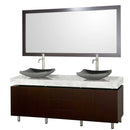 Wyndham Collection Malibu 72" Double Bathroom Vanity Set - Espresso Finish with White Carrera Marble Counter WC-CG3000-72-ESP-WHTCAR