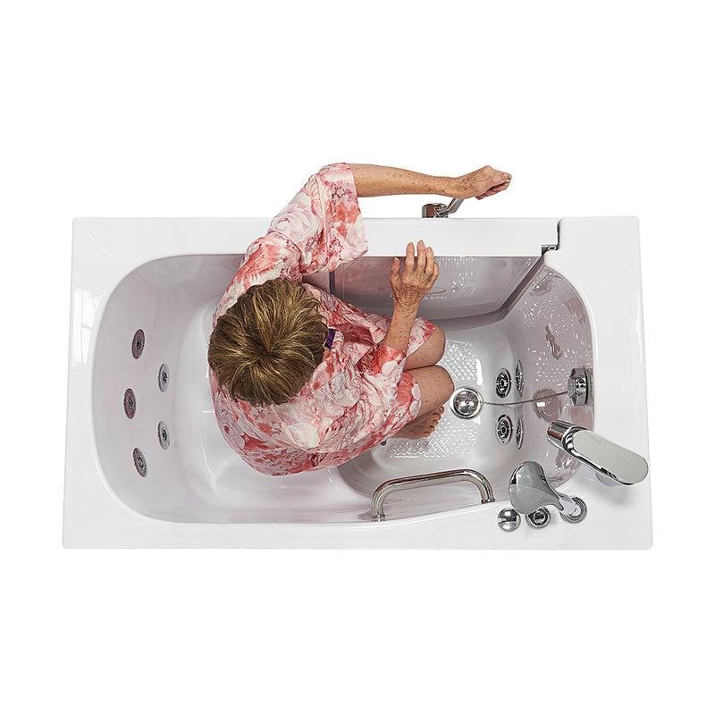 Ella Mobile 26"x45 Acrylic Hydro Massage Walk-In Bathtub with Left Outward Swing Door, Heated Seat, 2 Piece Fast Fill Faucet, 2"  Drain 6