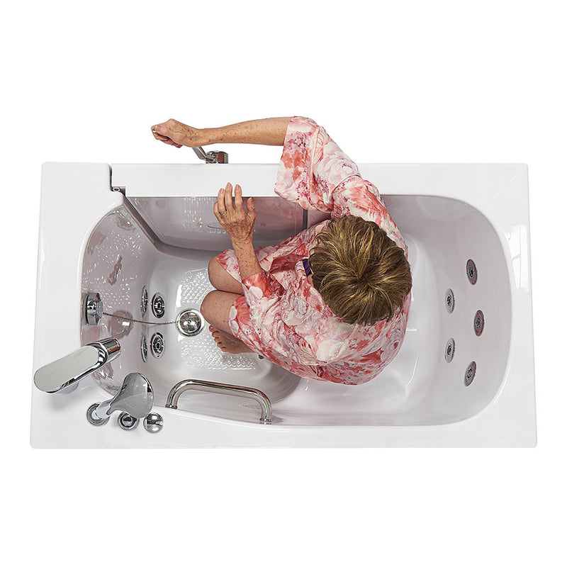Ella Mobile 26"x45 Acrylic Hydro Massage Walk-In Bathtub with Right Outward Swing Door, Heated Seat, 2 Piece Fast Fill Faucet, 2"  Drain 6