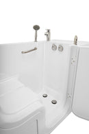 Ella Wheelchair Transfer 32"x52" Acrylic Soaking Walk-In-Bathtub, Right Outward Swing Door, Heated Seat,  2 Piece Fast Fill Faucet, 2" Dual Drain 6