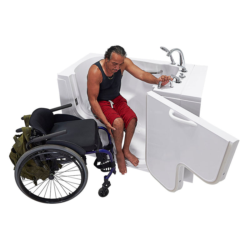 Ella Wheelchair Transfer 32"x52" Acrylic Soaking Walk-In-Bathtub, Right Outward Swing Door, 5 Piece Fast Fill Faucet, 2" Dual Drain 6