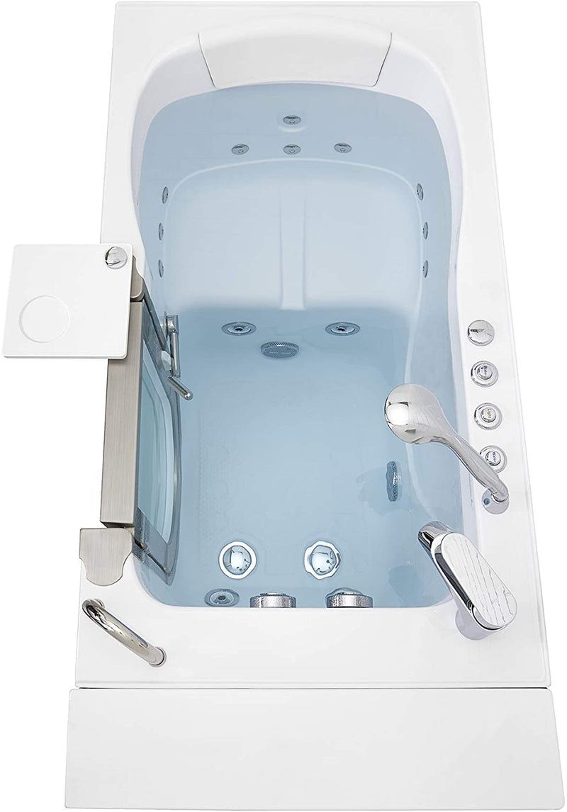 Petite Acrylic Hydro+Microbubble Massage Walk-In Tub, Inward Swing Door, Fast Fill Faucet, Right 2" Dual Drain 3