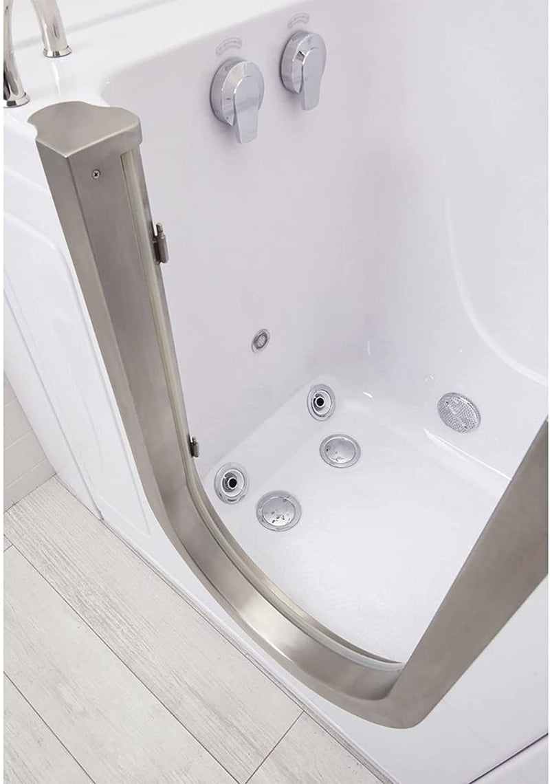 Ellas Bubbles Elite Acrylic Hydro Massage Walk-In Tub, Inward Swing Door, 2 Piece Fast Fill Faucet, 2" Dual Drain (Left Drain), White (H31072P) 7