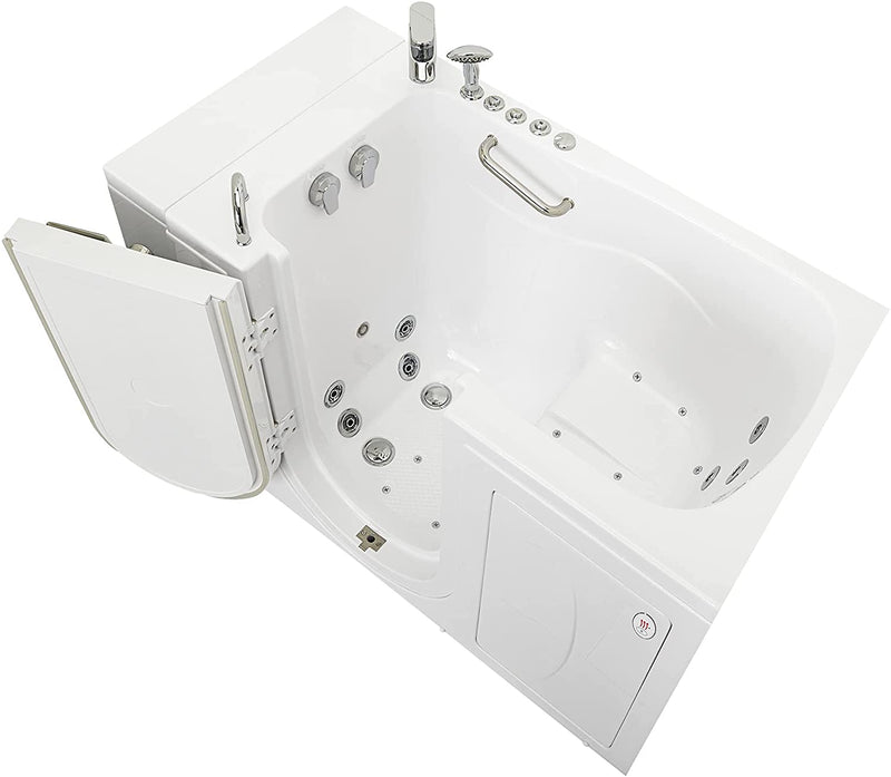 Ellas Bubbles Ella Capri 30"x52" Acrylic Air and Hydro Massage and Heated Seat Walk-In Bathtub with Left Outward Swing Door, 2 Piece Fast Fill Faucet, 2" Dual Drain,White,OA3052DH2P-L 4