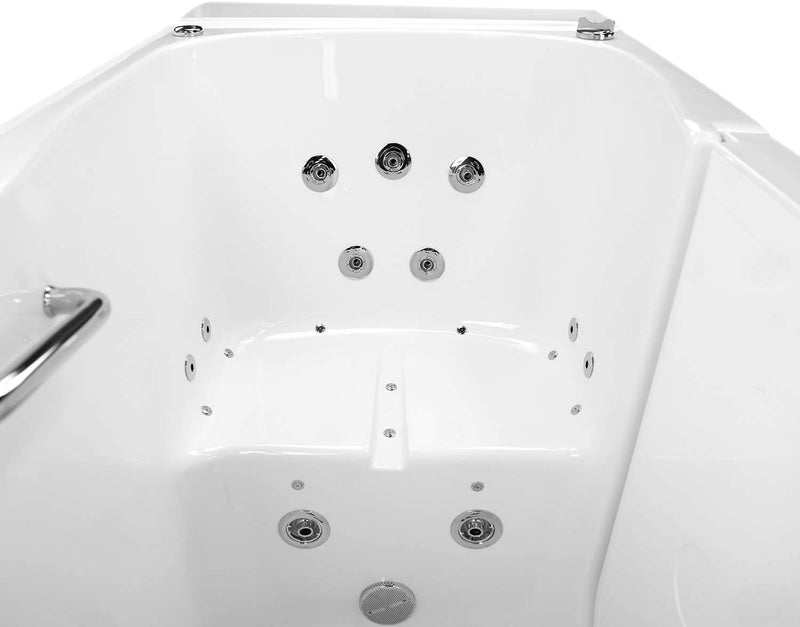 Ella's Bubbles OA3252DH-HB-L Monaco Air and Hydro Massage Acrylic Walk-In Bathtub with Heated Seat, Left Outward Swing Door, Ella 5pc. Fast-Fill Faucet Set, Dual 2" Drains, 32" x 52" x 43", White 3