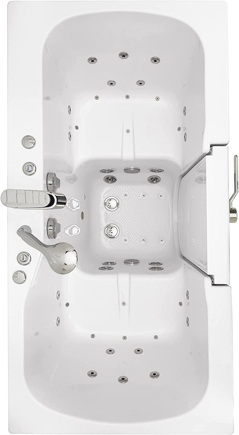 Ella's Bubbles O2SA3260DM-HB-R Tub4Two Air and Hydro, Microbubble Acrylic Massage Walk-in Tub with Right Outward Swing Door, Ella 5pc. Fast-Fill Faucet, Dual 2" Drains, 32" x 60" x 42", White 3