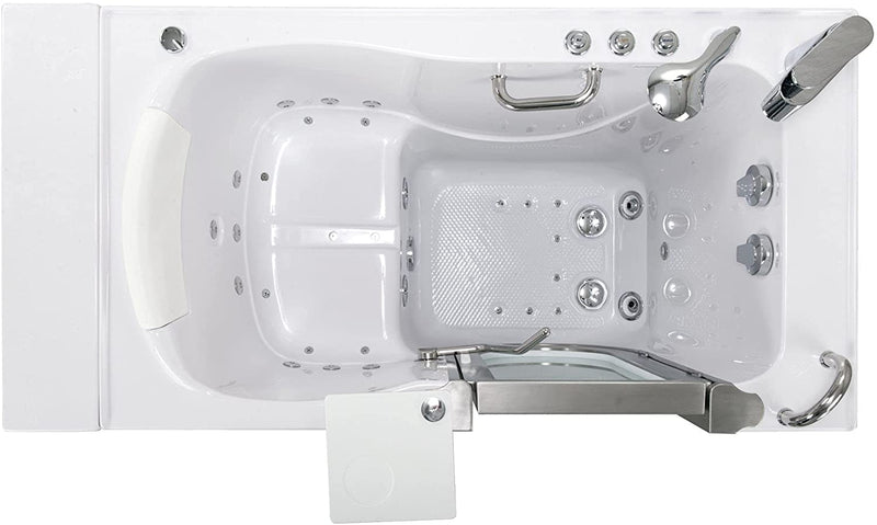 Elite Acrylic Hydro Massage+Microbubble Walk-In Tub, Inward Swing Door, 2 Piece Fast Fill Faucet, Right 2" Dual Drain 3