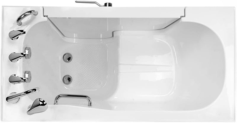 Ella's Bubbles OLA3060-R-hHB Transfer 60 Soaking and Heated Seat Walk-In Bathtub with Right Outward Swing Door, Ella 5pc. Fast-Fill Faucet, Dual 2" Drains, White 3