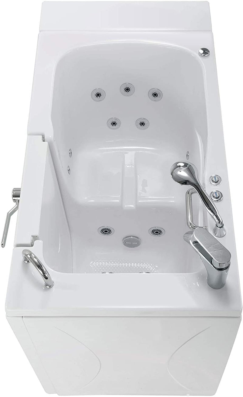 Ellas Bubbles Capri 30"x52" Acrylic Hydro Massage Walk-In Tub, Outward Swing Door, 2 Piece Fast Fill Faucet, Right 2" Dual Drains, White, OA3052H2PR 4